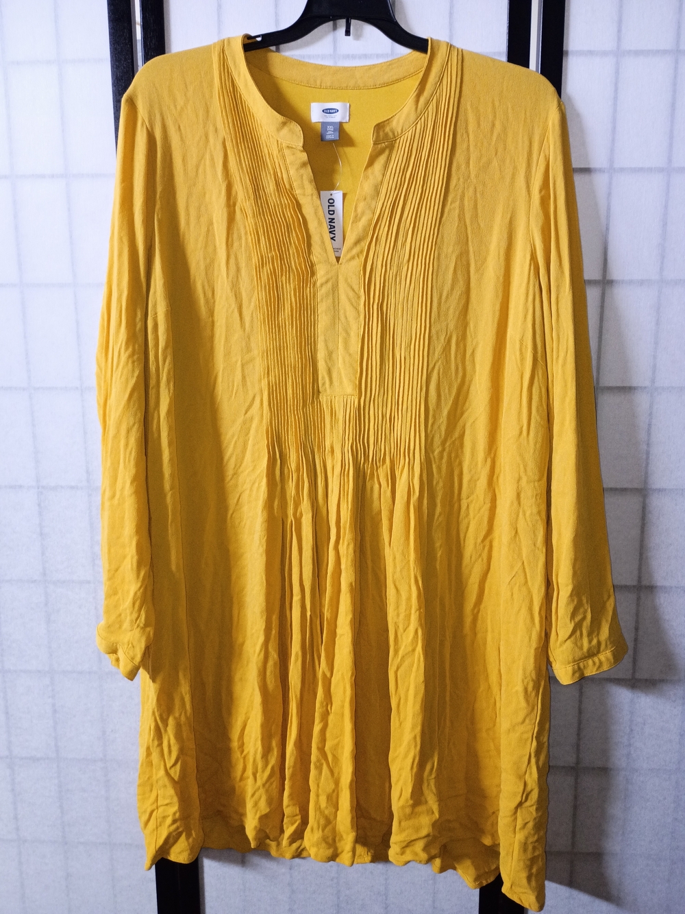 Old Navy Mustard Yellow Pleated Tunic Dress